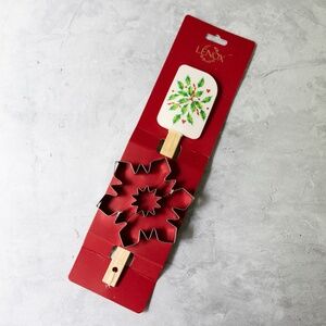 NEW Lenox Christmas Holly Spatula with 4.5 inch Snowflake Cookie Cutter NIP